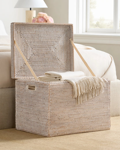 Handwoven Rattan Storage Chest - One Size / Natural