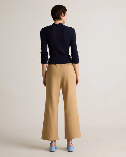 Organic Cotton Double Knit Wide Leg Pants - XS / Bold Black