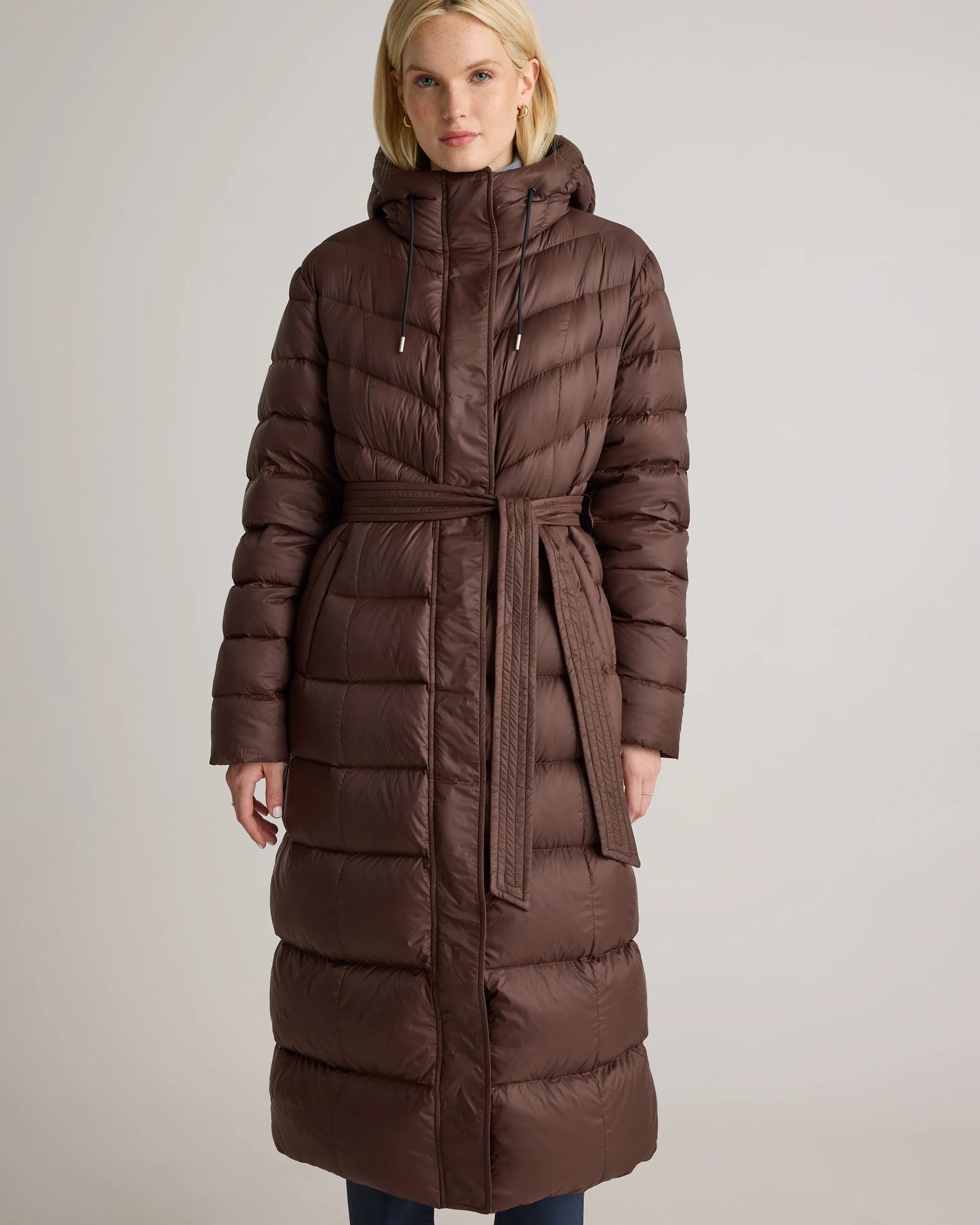 Responsible Down Belted Puffer Maxi Coat - XS / Morel Grey