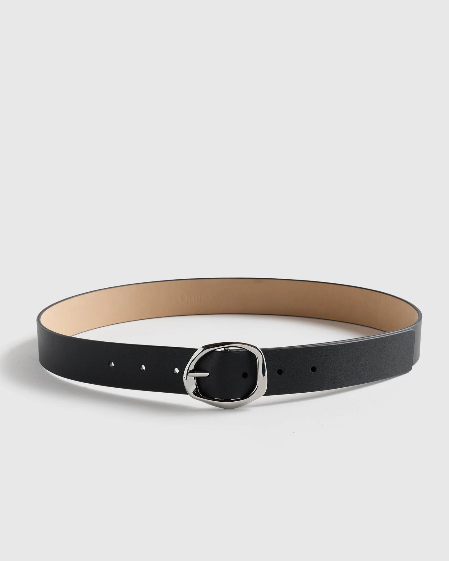 Zoe Sculptural European Leather Belt - XS / Black/Silver