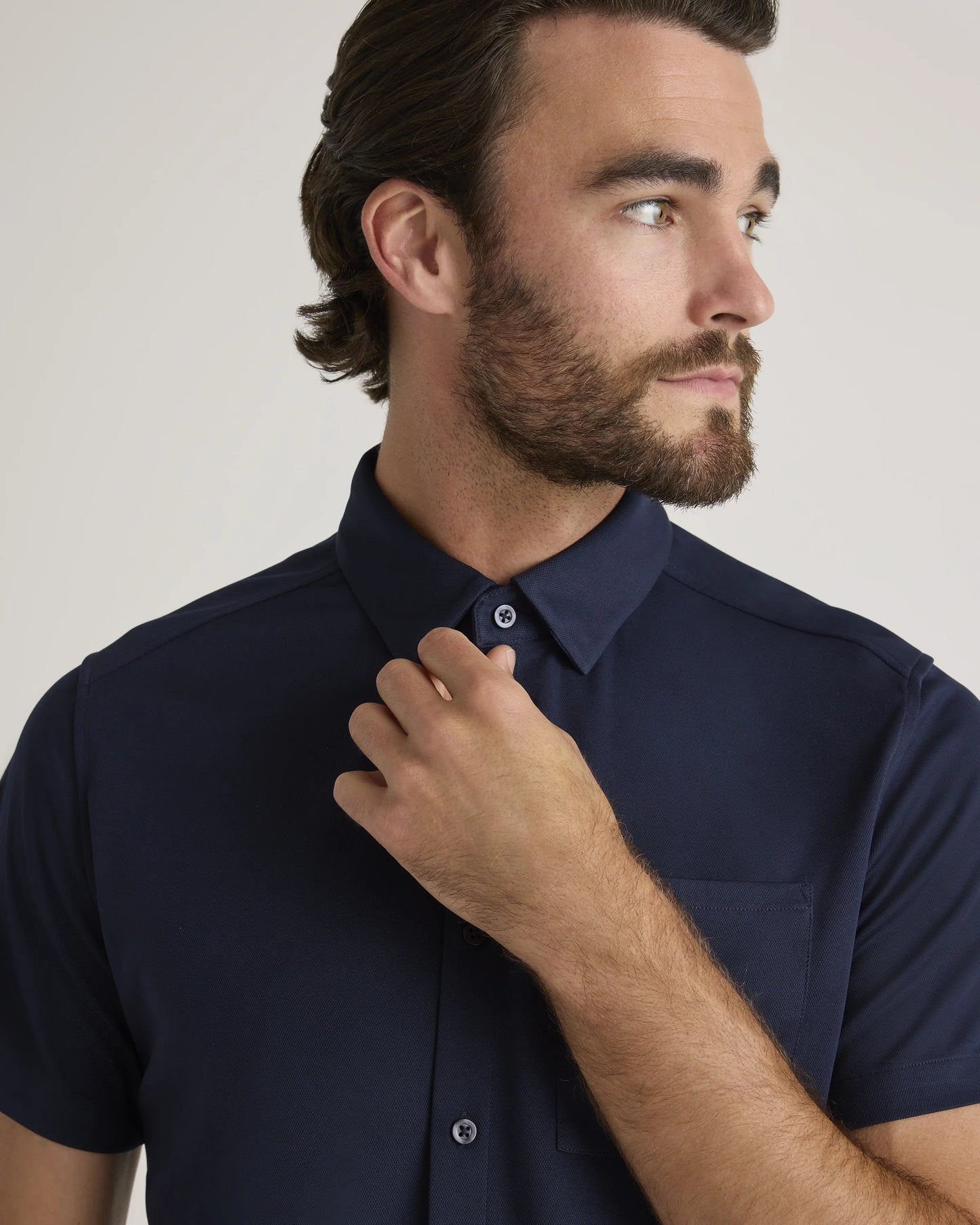 Commuter Stretch Pique Short Sleeve Button Down - S / Black