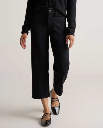 Bella Stretch Patch Pocket Wide Leg Jeans - 24 / Deep Sea Blue