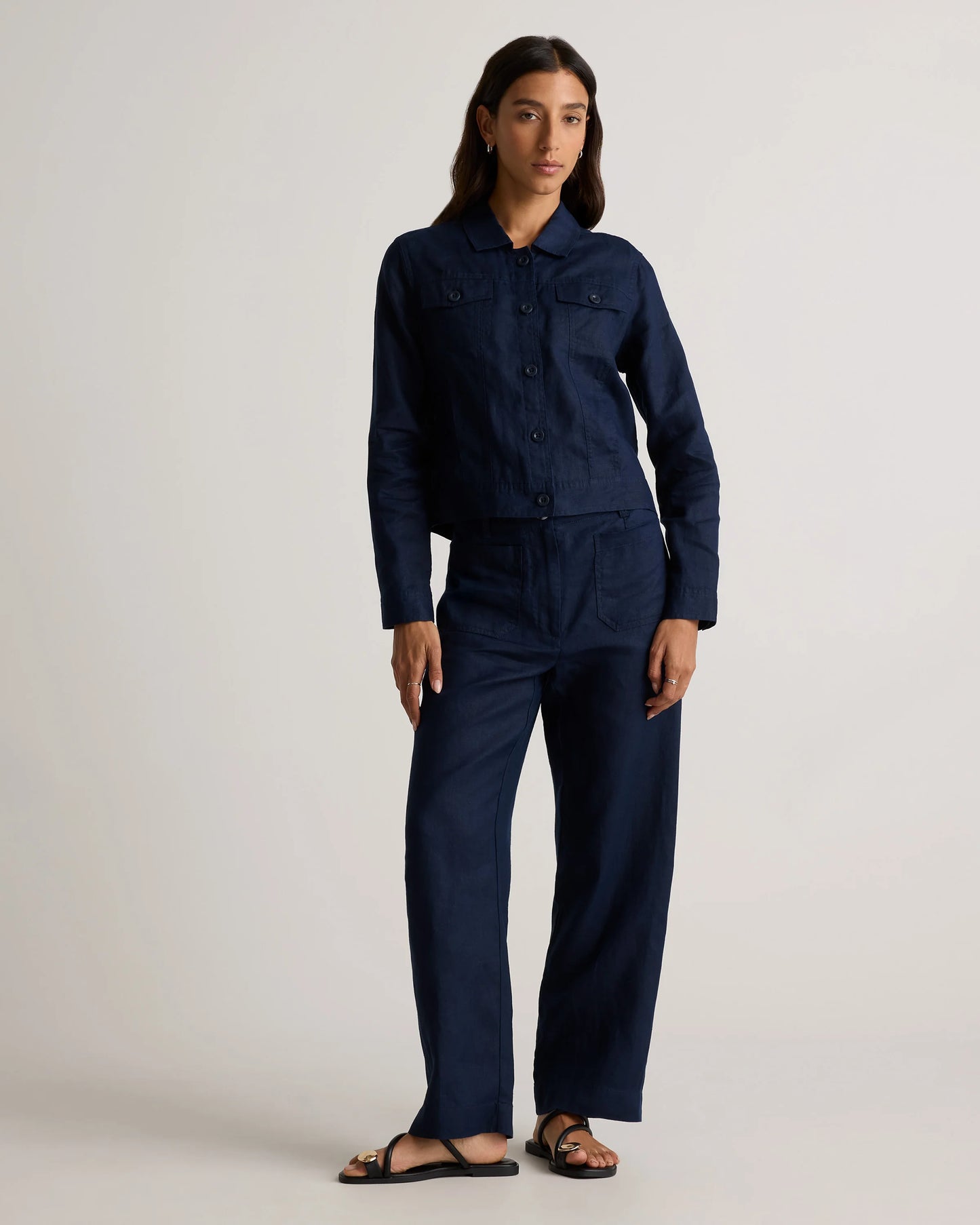 100% European Linen Jacket - XS / Flax
