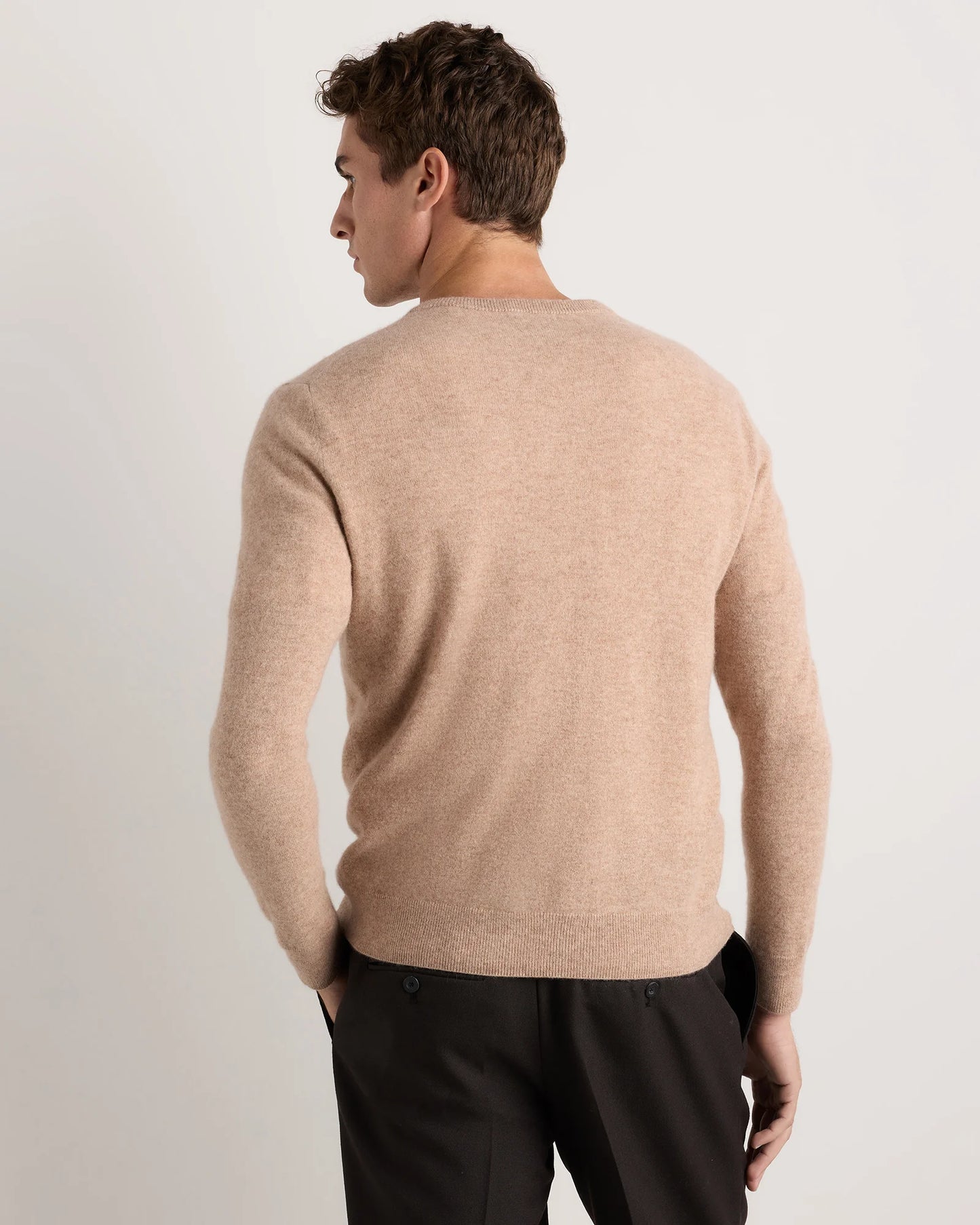 Mongolian Cashmere V-Neck Sweater - S / Oatmeal