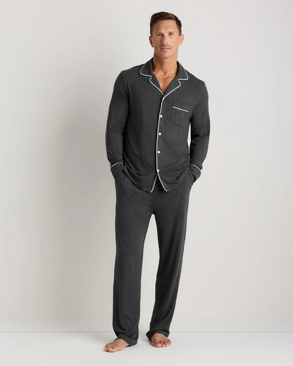 Bamboo Jersey Long Sleeve Pajama Set - S / Deep Navy