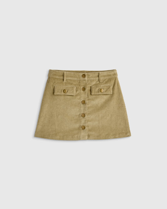 Organic Cotton Stretch Corduroy Skirt - 6 / Dried Herb