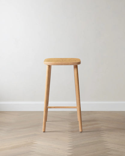 Solid Oak Backless Counter Stool - Counter Stool / Light Oak