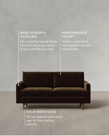 Atlas Midcentury Sofa in Performance Velvet - 6ft / Ivory