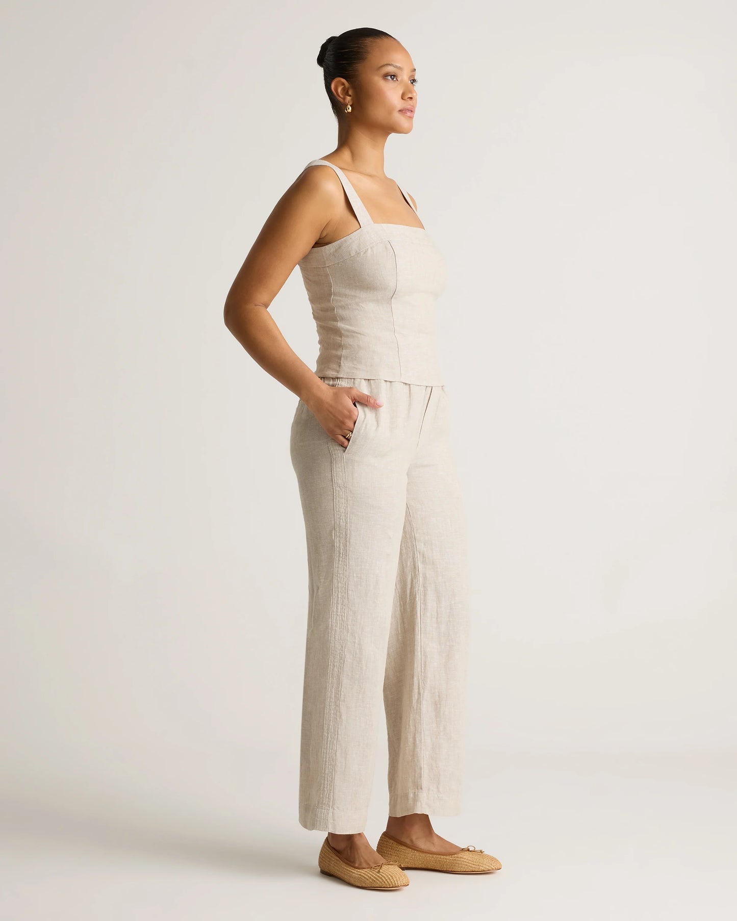 100% European Linen Fitted Tank - XS / Moonstone Blue