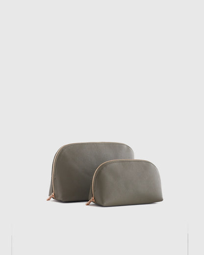 Italian Leather Pouch Travel Set - One Size / Deep Navy