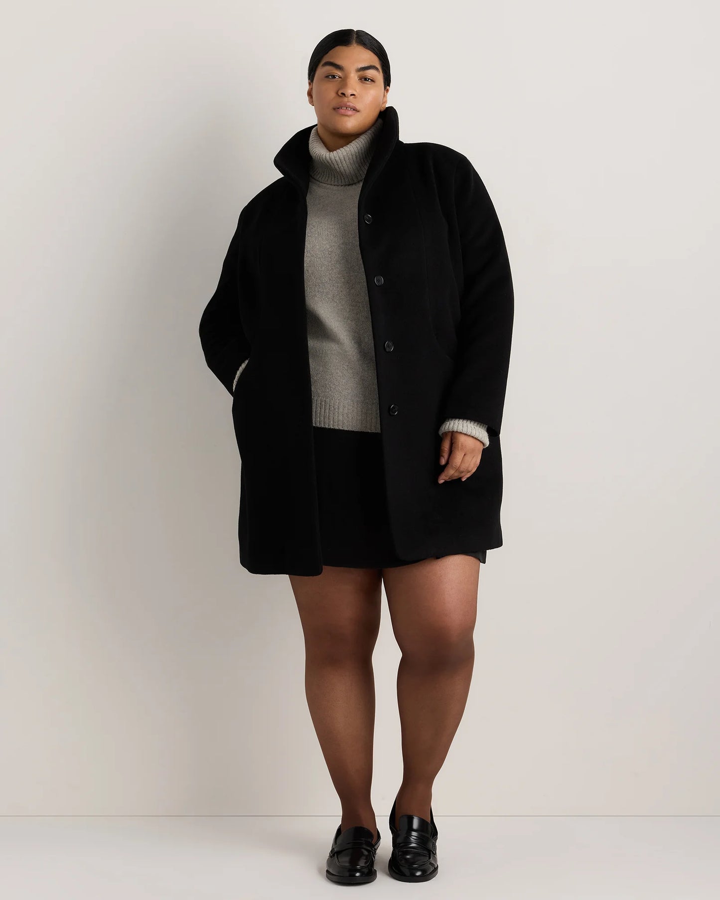 Wool Cashmere Cocoon Coat - 1X / Caramel