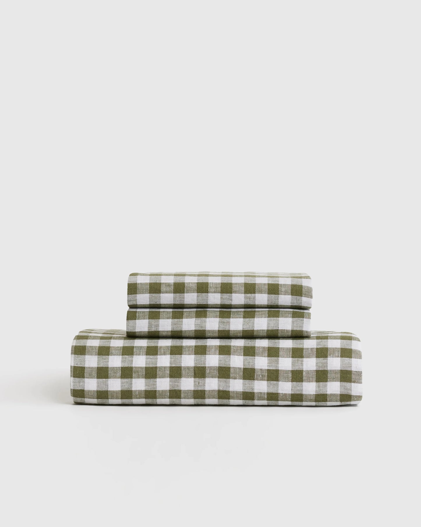 European Linen Gingham Fitted Sheet Set - Twin / Blue Fog