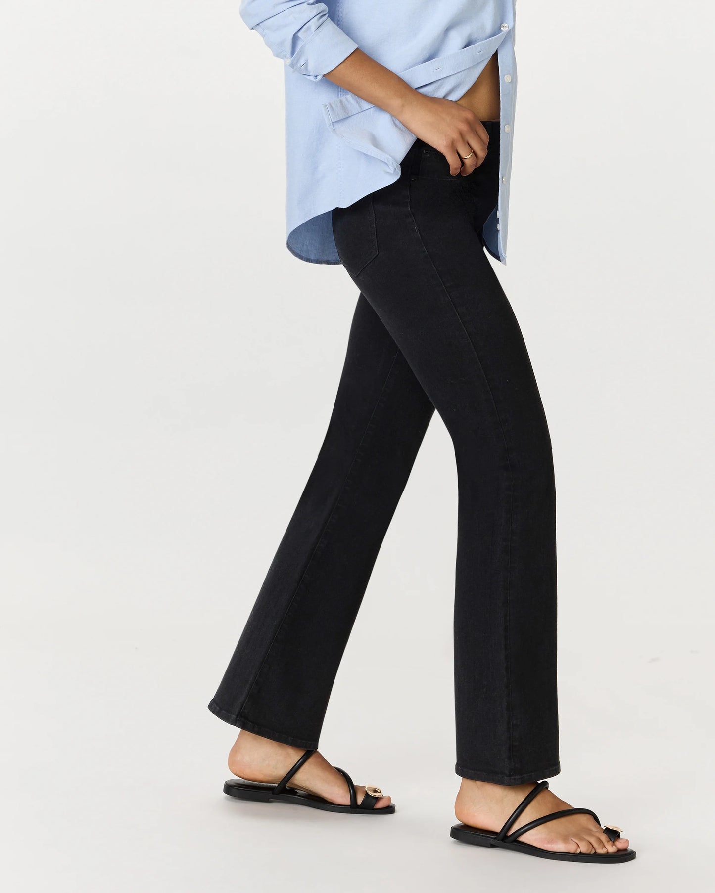 Nina Stretch Pull-On Flare Jeans - XS / Raven Black