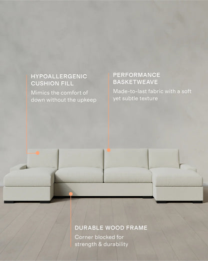 Stillman U Sectional in Performance Basketweave - One Size / Flax