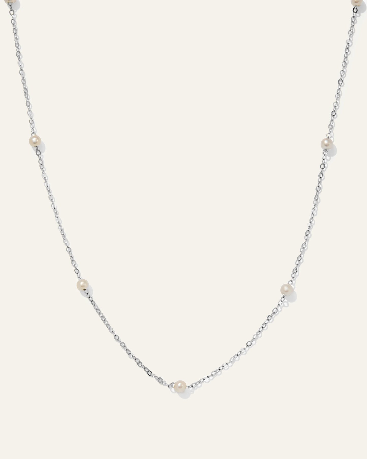14K Gold Freshwater Cultured Pearl Station Necklace - One Size / Yellow Gold