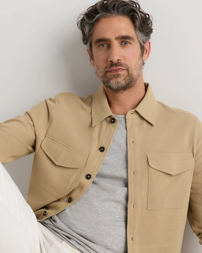 Cotton Pique Knit Overshirt - XS / Heather Charcoal