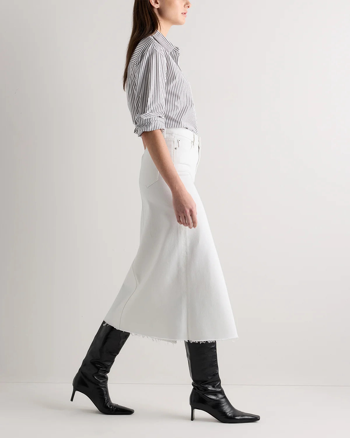 Stretch Denim 5-Pocket Midi Skirt - 24 / Obsidian Blue