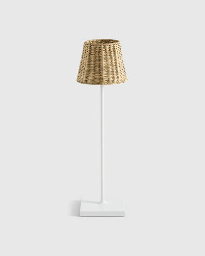 Poldina Pro Rechargeable Table Lamp with Seagrass Shade by Zafferano - Regular / White