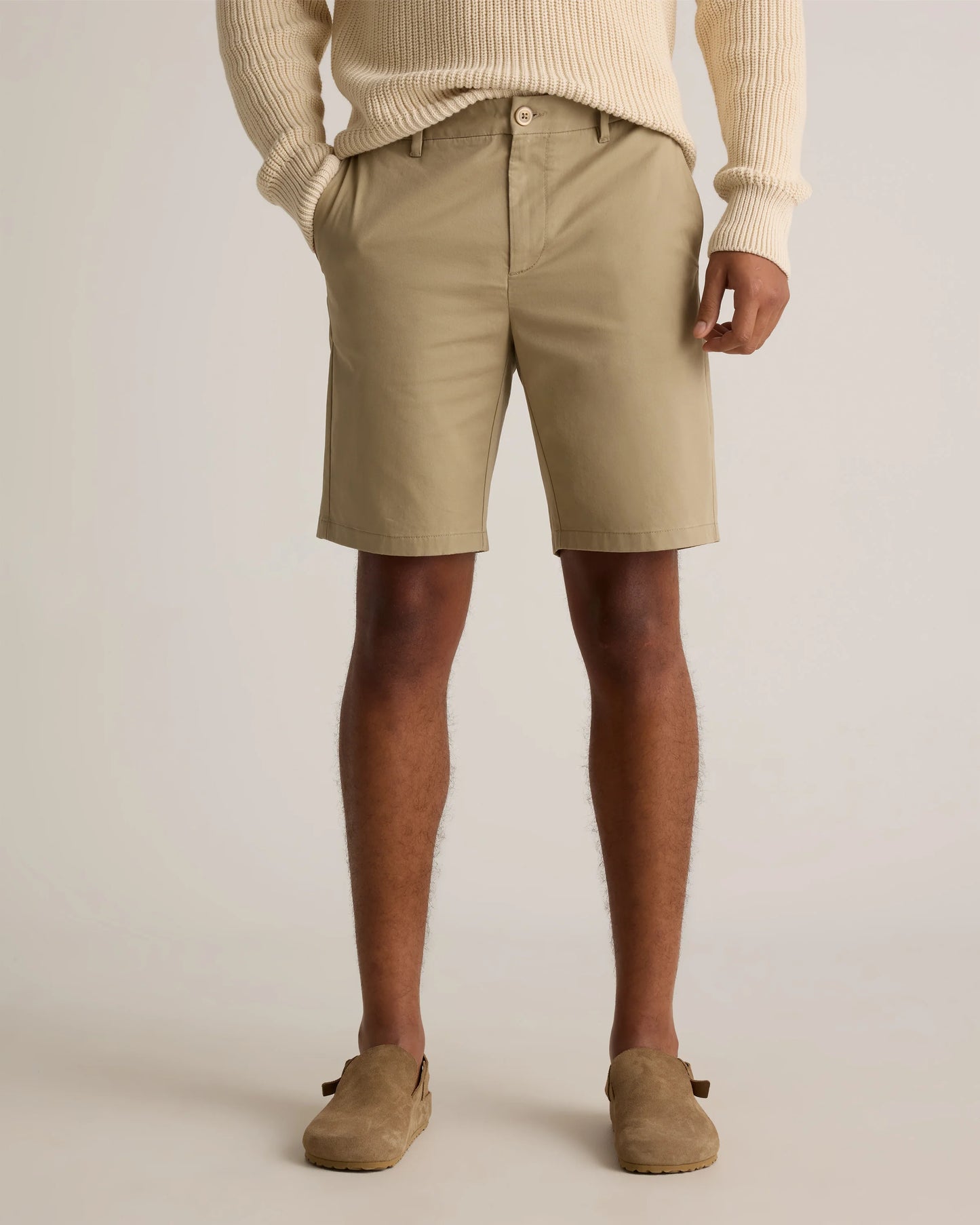 Organic Cotton Classic Stretch Chino Shorts - 9" - 30 / Sand Dune
