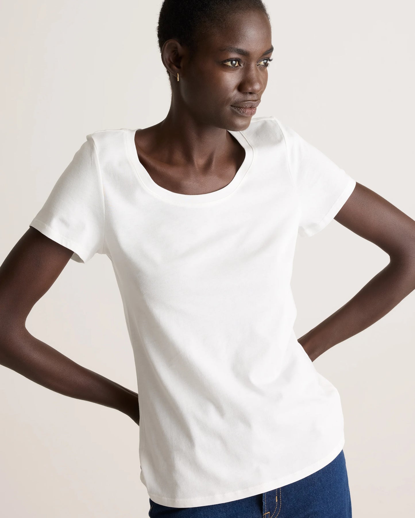 Cotton Modal Scoop Neck Tee - XS / Navy