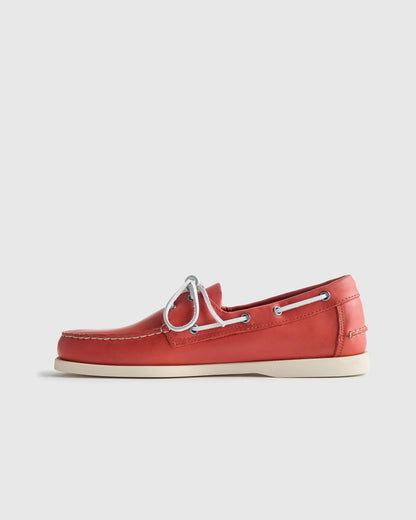 Water Resistant Leather Boat Shoe - 7 / Brunette