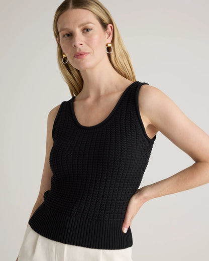 100% Organic Cotton Waffle Cropped Sweater Tank - XS / Heather Dove Grey
