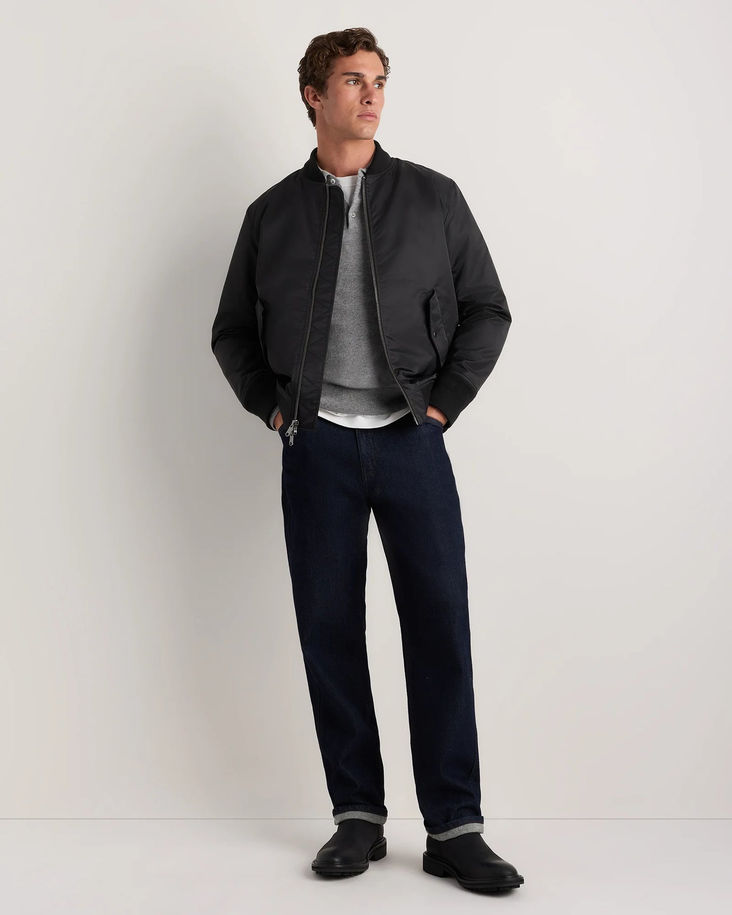 Flight Nylon Bomber Jacket - S / Navy