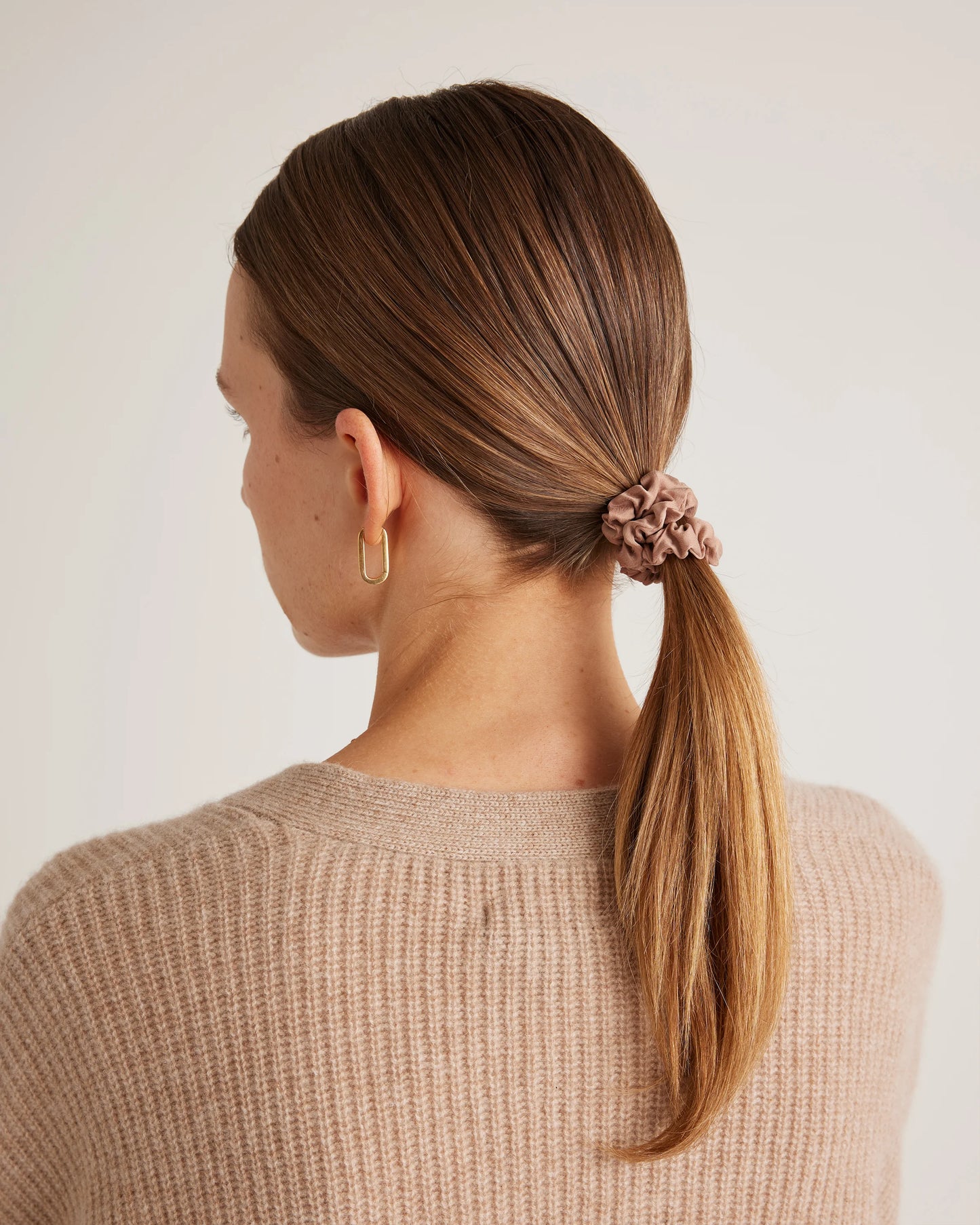 100% Washable Silk Skinny Scrunchies - One Size / Black/Ivory/Toasted Almond