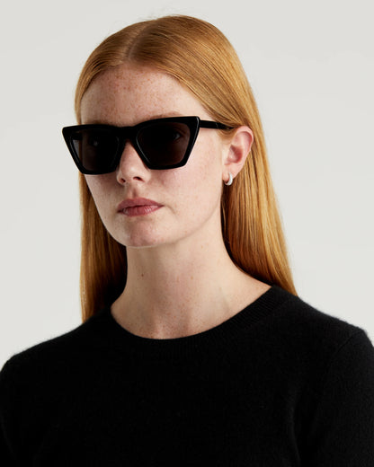 Andy Polarized Acetate Sunglasses - One Size / Black with Grey lens
