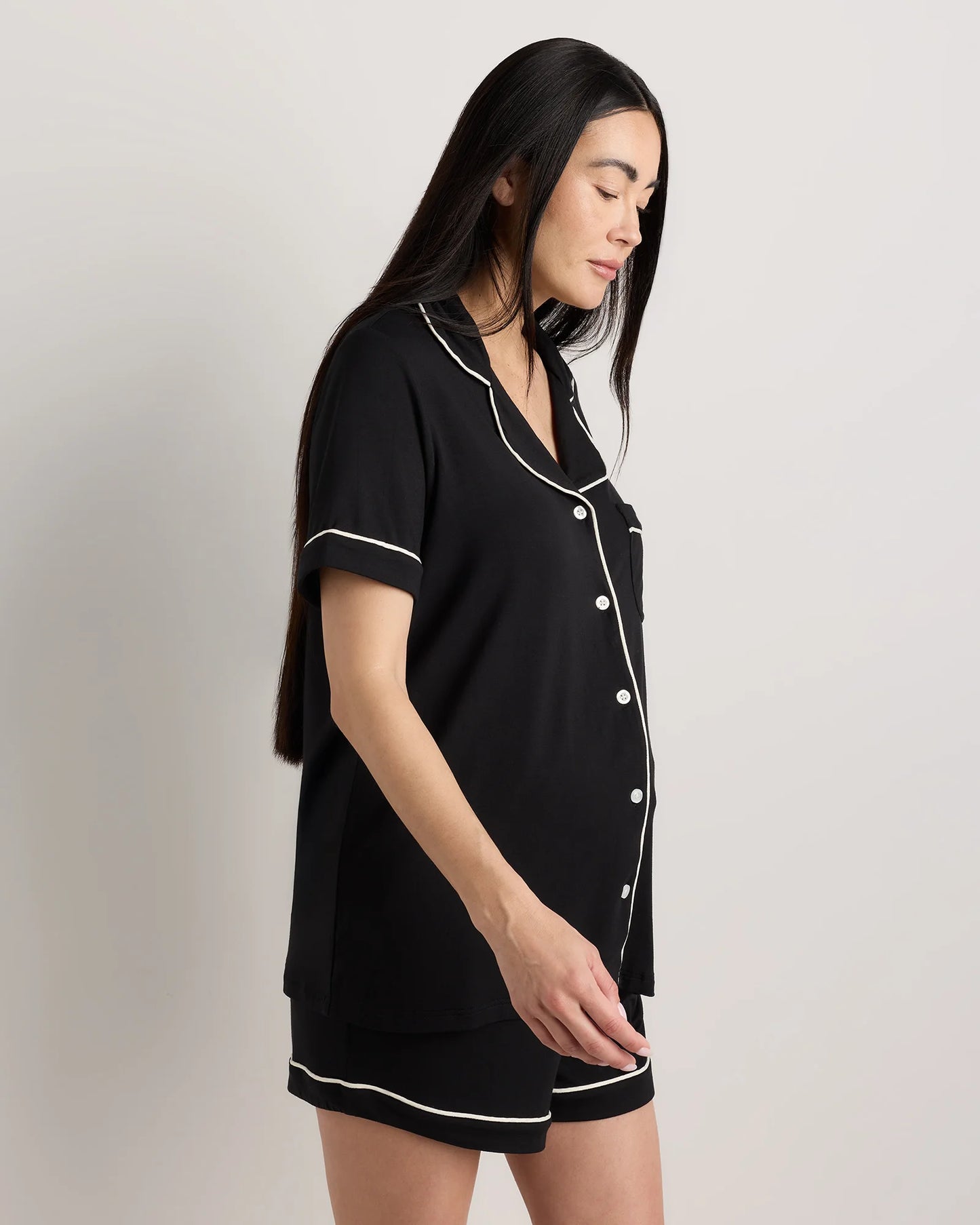 Bamboo Jersey Maternity Short Sleeve Pajama Set - XS / Wine Tasting Red