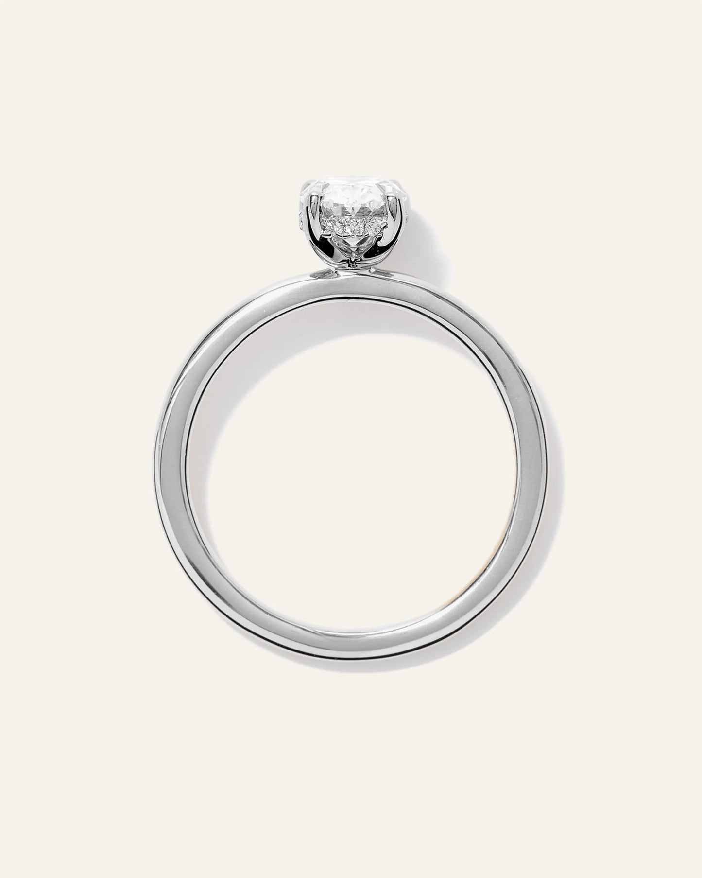 Lab Grown Diamond Oval Petite Hidden Halo Engagement Ring - 1ct - 4 / Yellow Gold