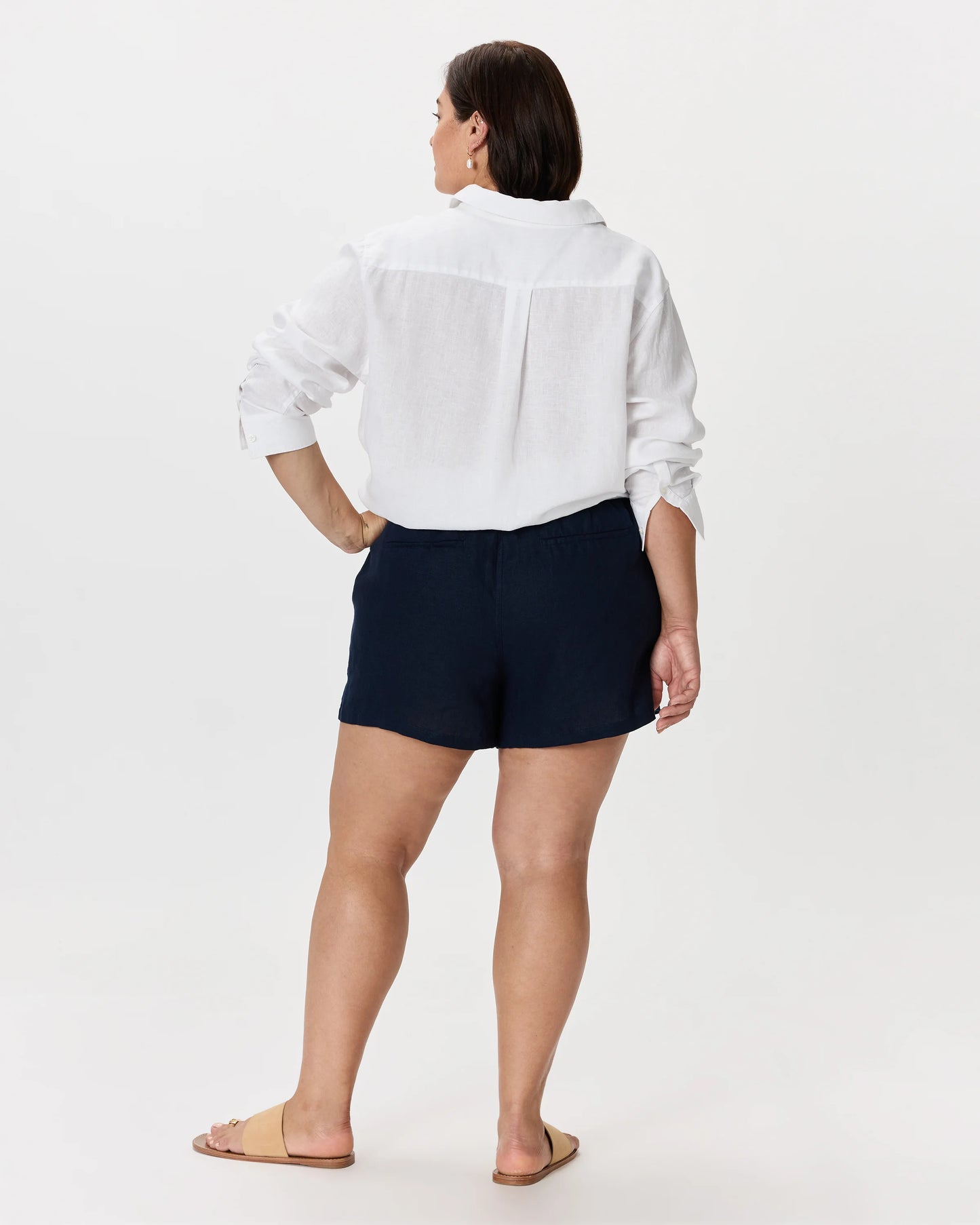 100% European Linen Shorts - 1X / Classic Mini Gingham