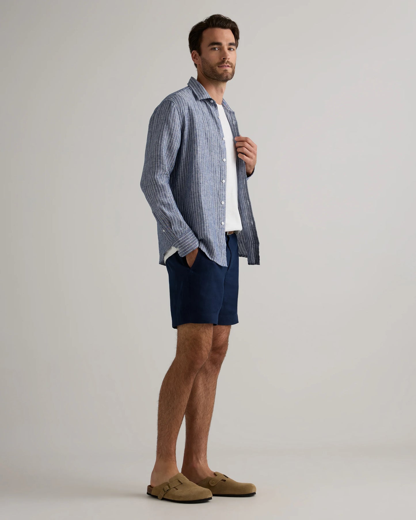 100% European Linen Relaxed Long Sleeve Shirt - XS / Flax