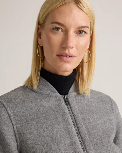 Double-Faced Merino Wool Bomber Jacket - XS / Black