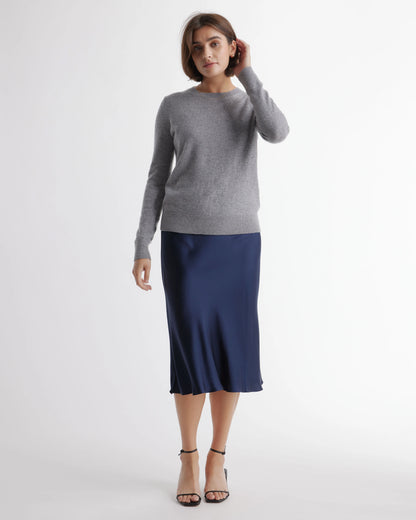 100% Washable Silk Skirt - XS / Champagne