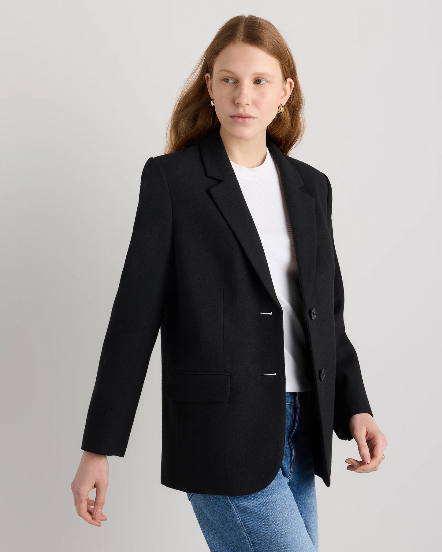 Italian Wool Oversized Blazer - XS / Textured Brown