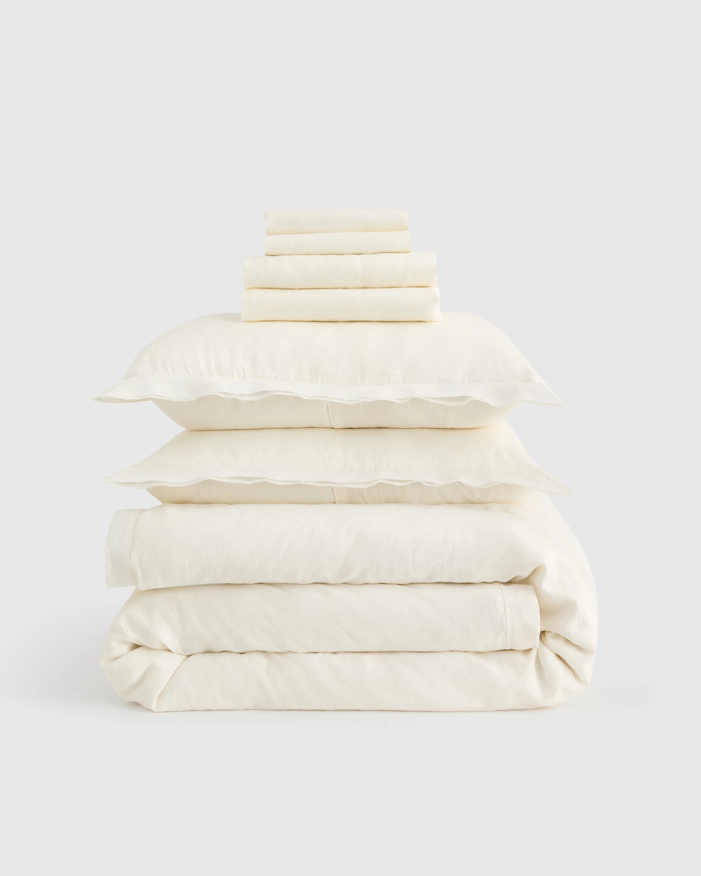 European Linen Double Flange Deluxe Bedding Bundle - Twin / White