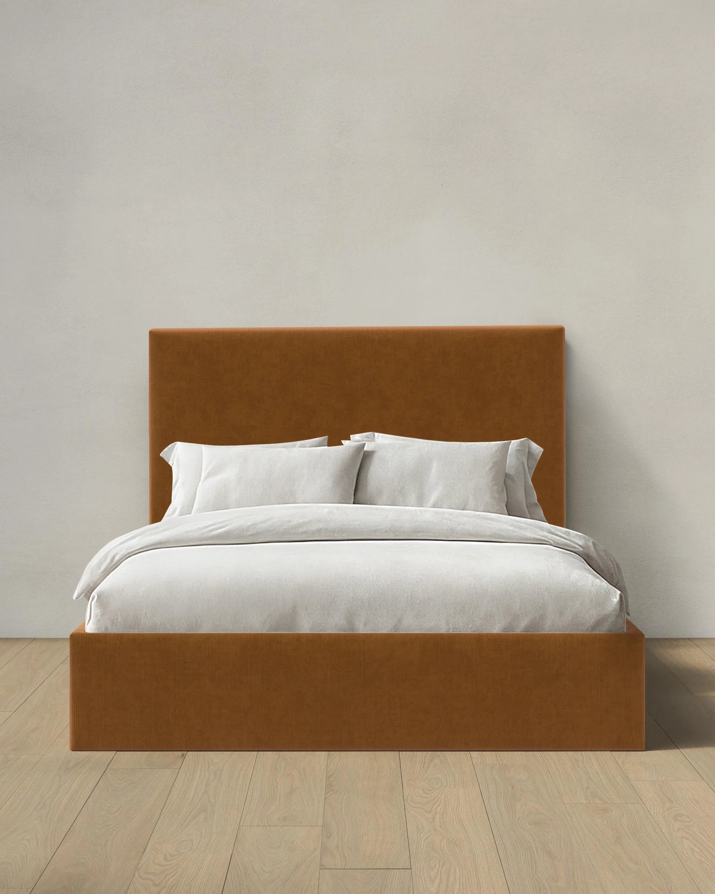 Square Bed in Performance Velvet - Full / Butterscotch