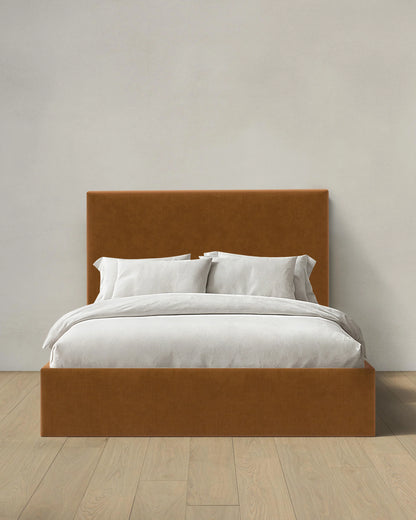 Square Bed in Performance Velvet - Full / Butterscotch