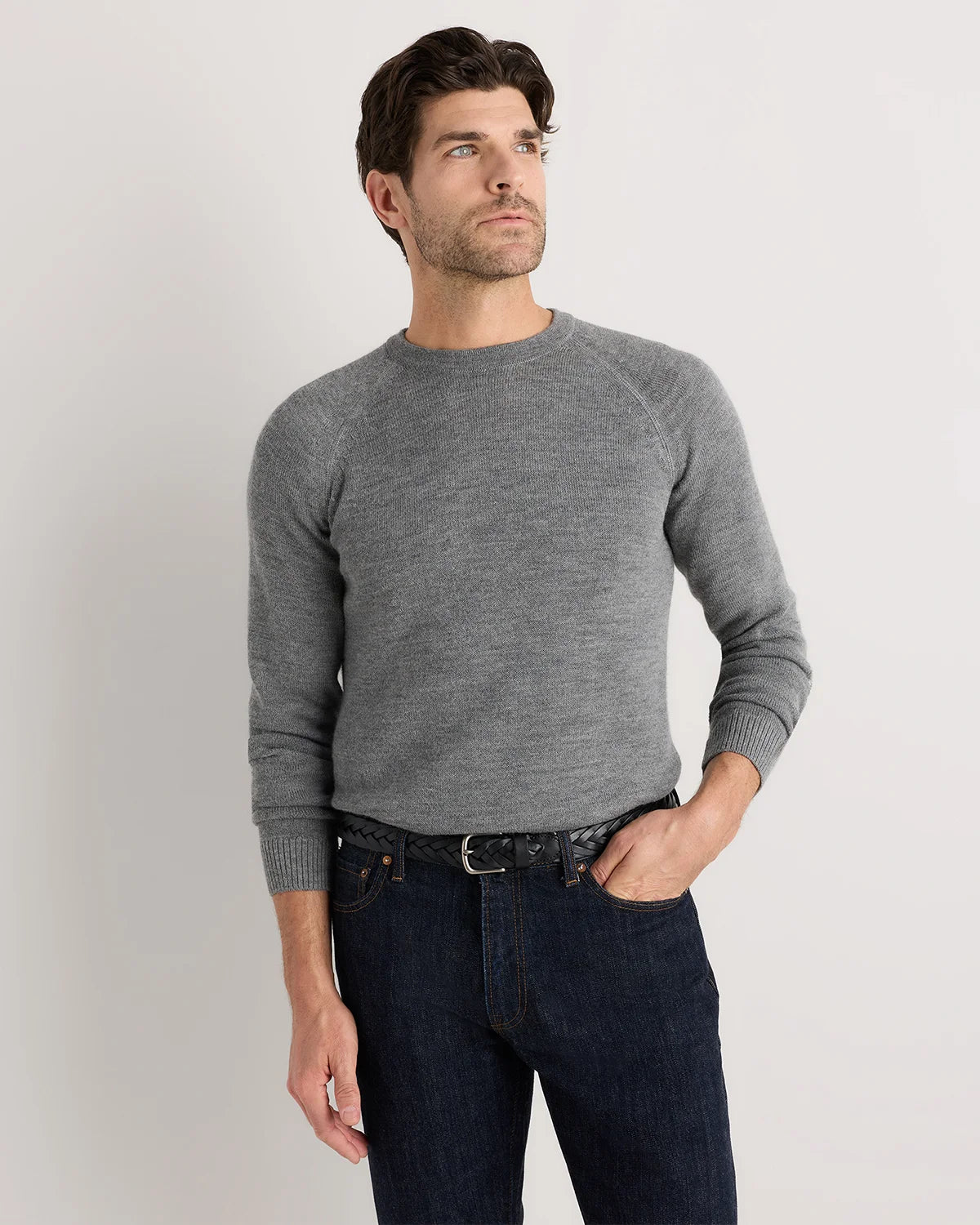 Alpaca-Wool Crewneck Sweater - S / Natural