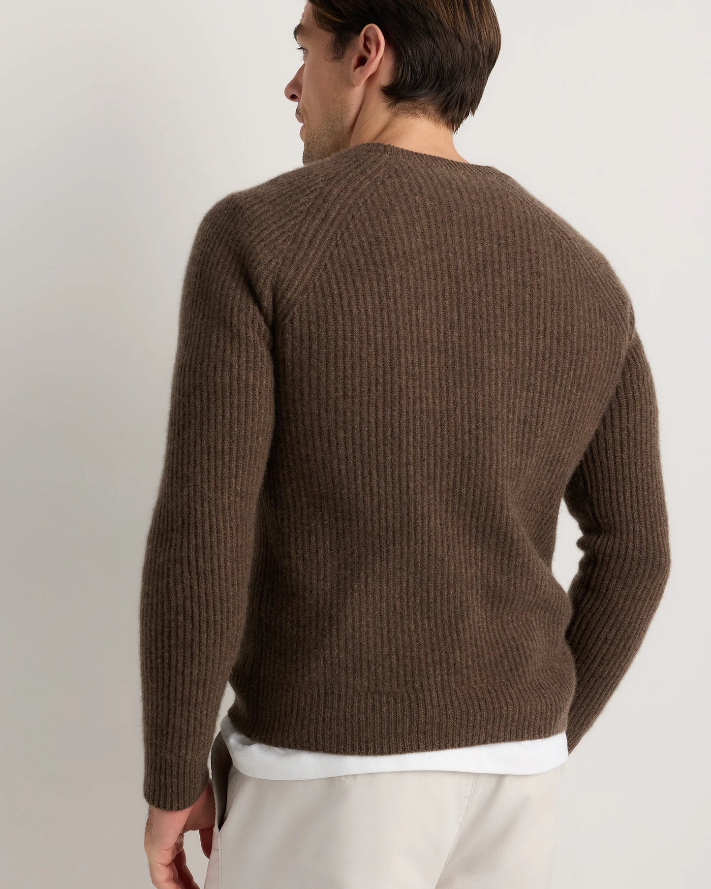 Mongolian Cashmere Fisherman Crewneck Sweater - S / Navy Marl