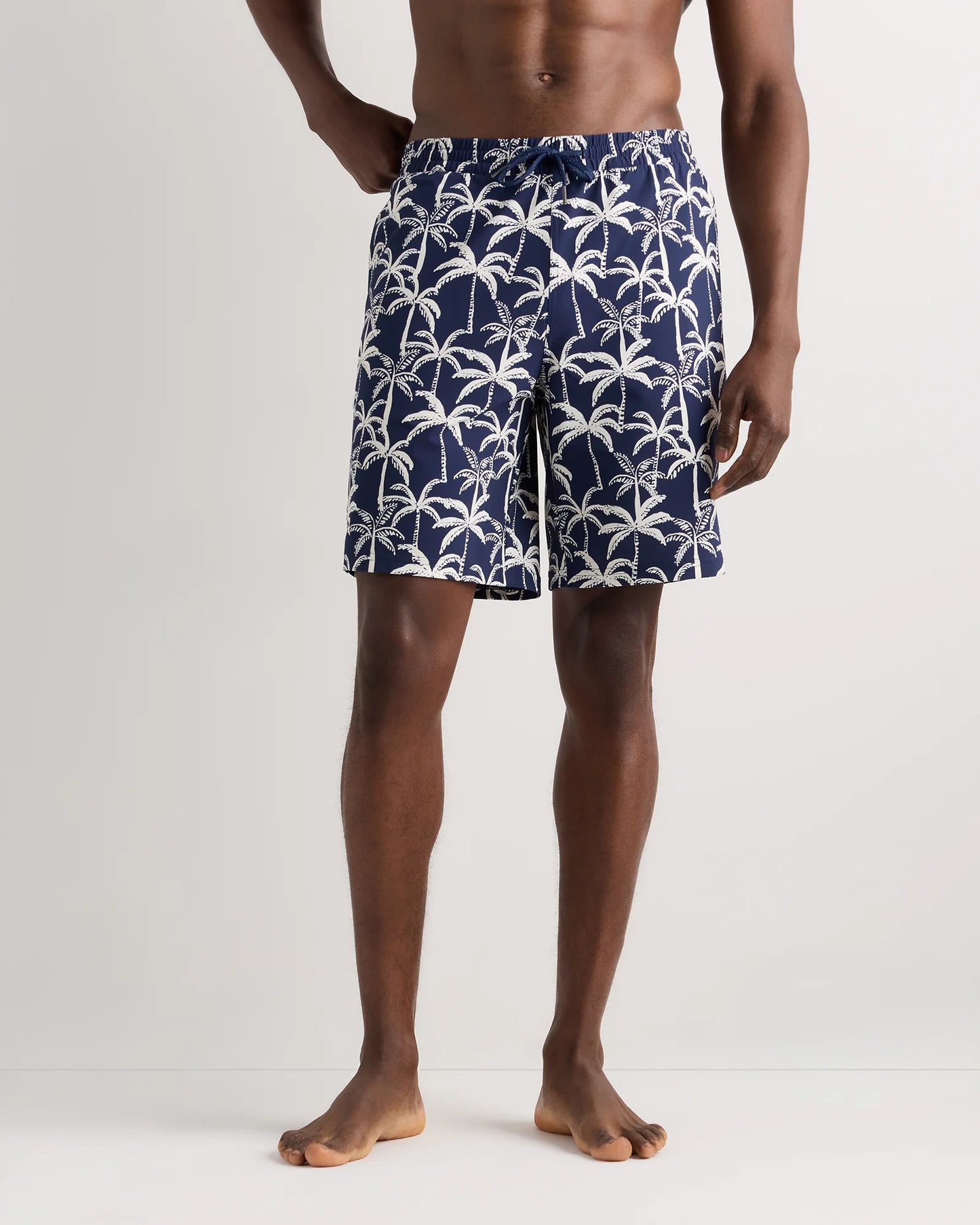 Italian Swim Trunks - 9" - S / Navy Palms