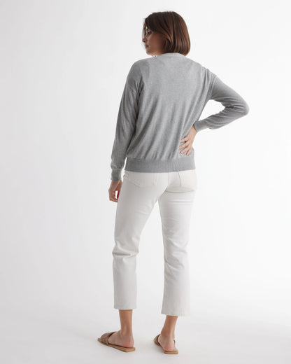 Lightweight Cotton Cashmere Cardigan - XS / Heather Oatmeal