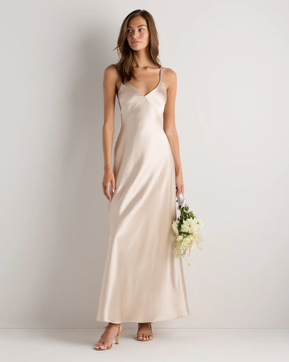 Bianca Stretch Satin Dress - 0 / Garden Sage Green