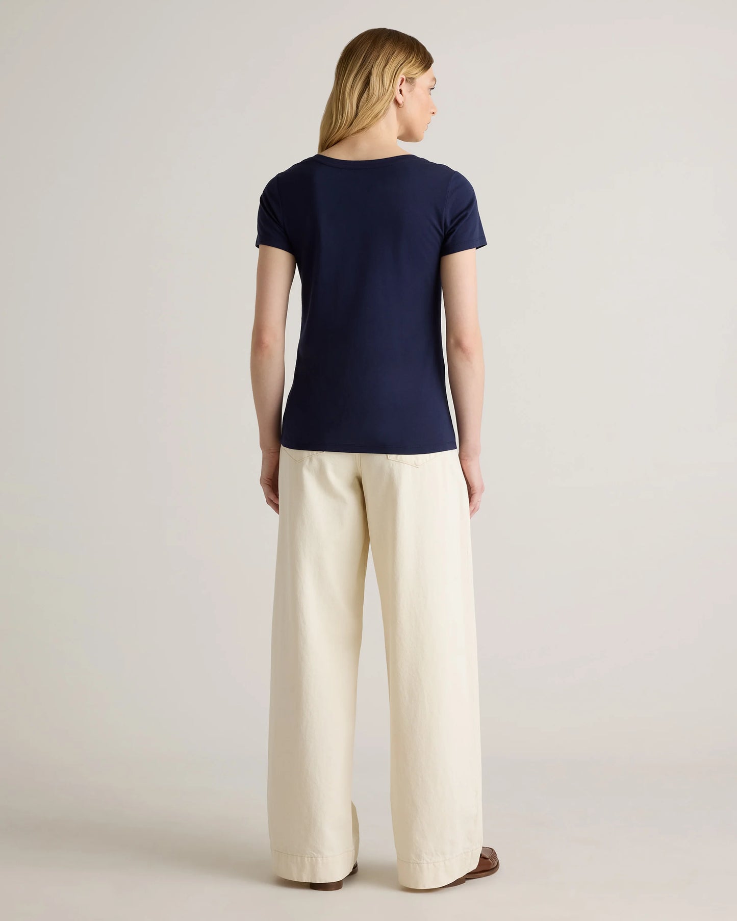 Cotton Modal Scoop Neck Tee - XS / Navy