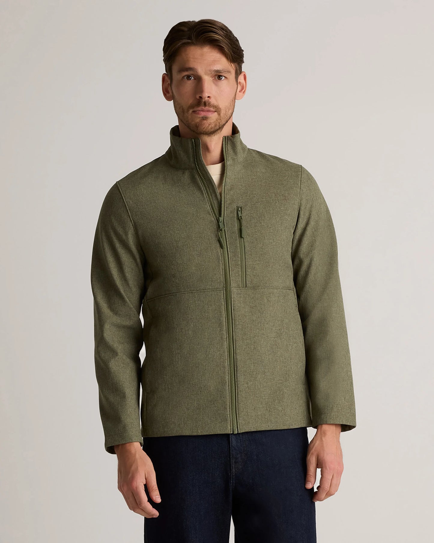 Softshell Fleece-Lined Full-Zip Jacket - S / Heather Shady Charcoal