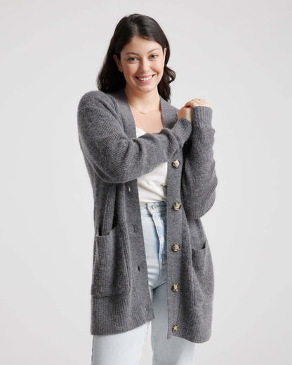 Baby Alpaca-Wool Oversized Cardigan - XS / Black