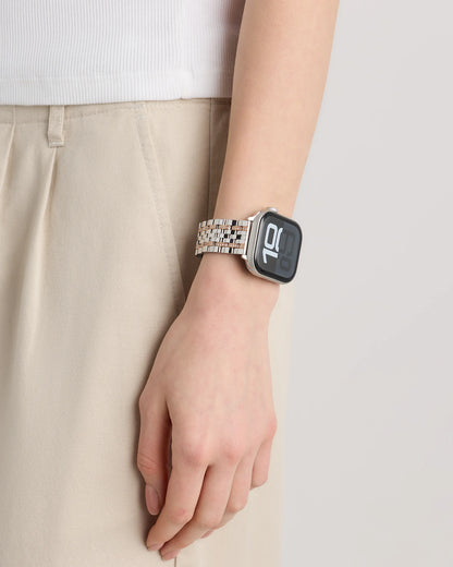 Stainless Steel & Pave Bracelet Smartwatch Band - 38mm - 42mm / Silver