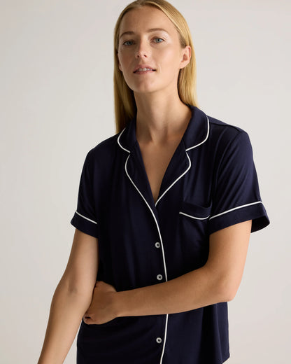 Bamboo Jersey Short Sleeve Pajama Set - XS / True Black