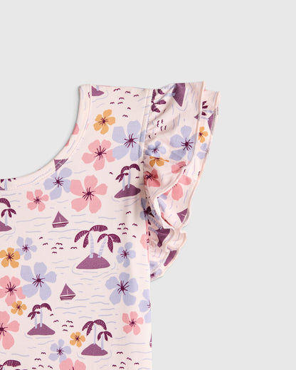 Bamboo Short Sleeve Flutter Twirl Dress - 2T / Starfish Pool